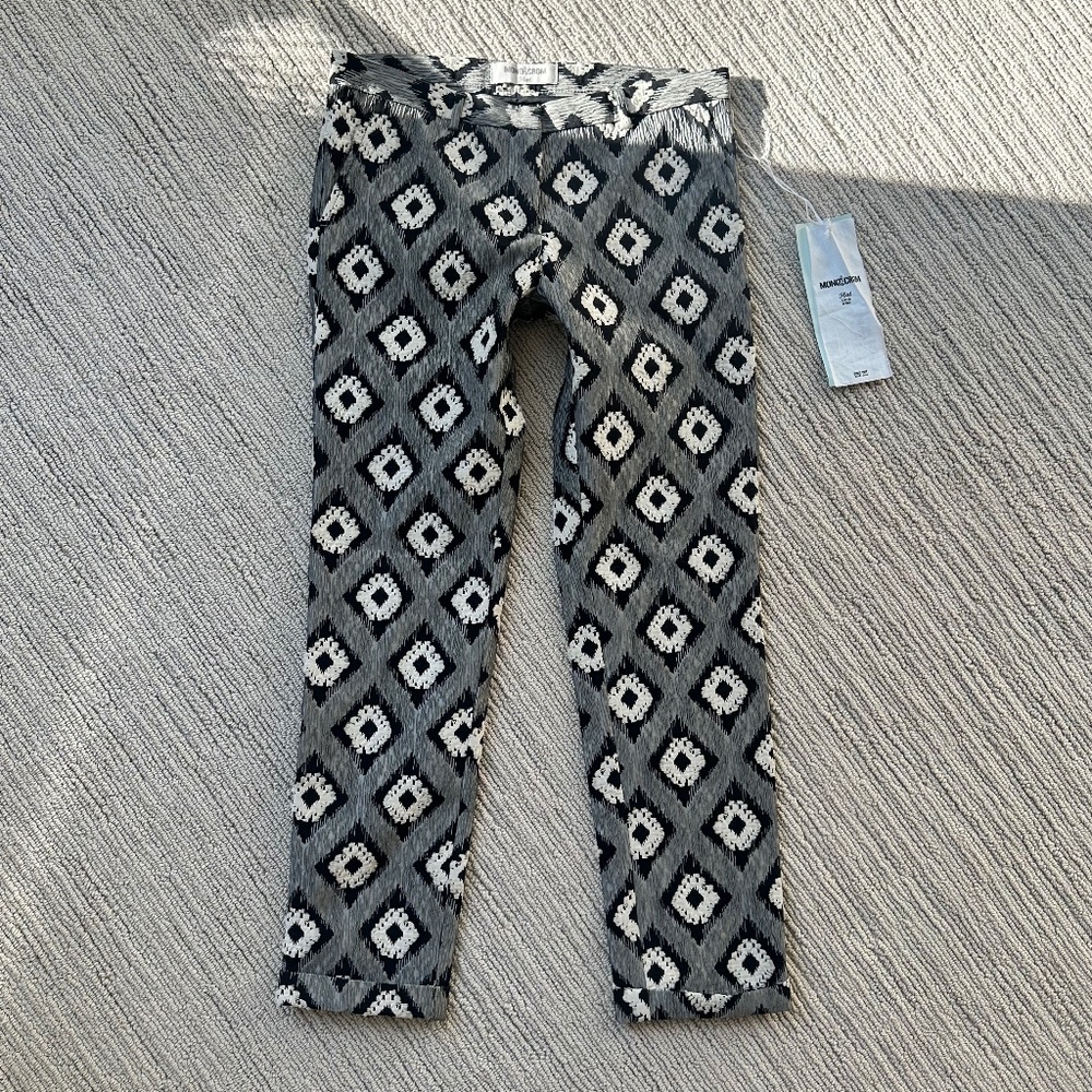 MONOCROM FLAT Unique Ikat Cuff Trim Pant Sz 27 NWT $645!!
